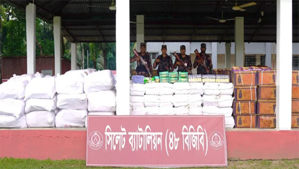 সিলেট সীমান্তে ১ কোটি ২৩ লাখ টাকার চোরাচালান জব্দ
